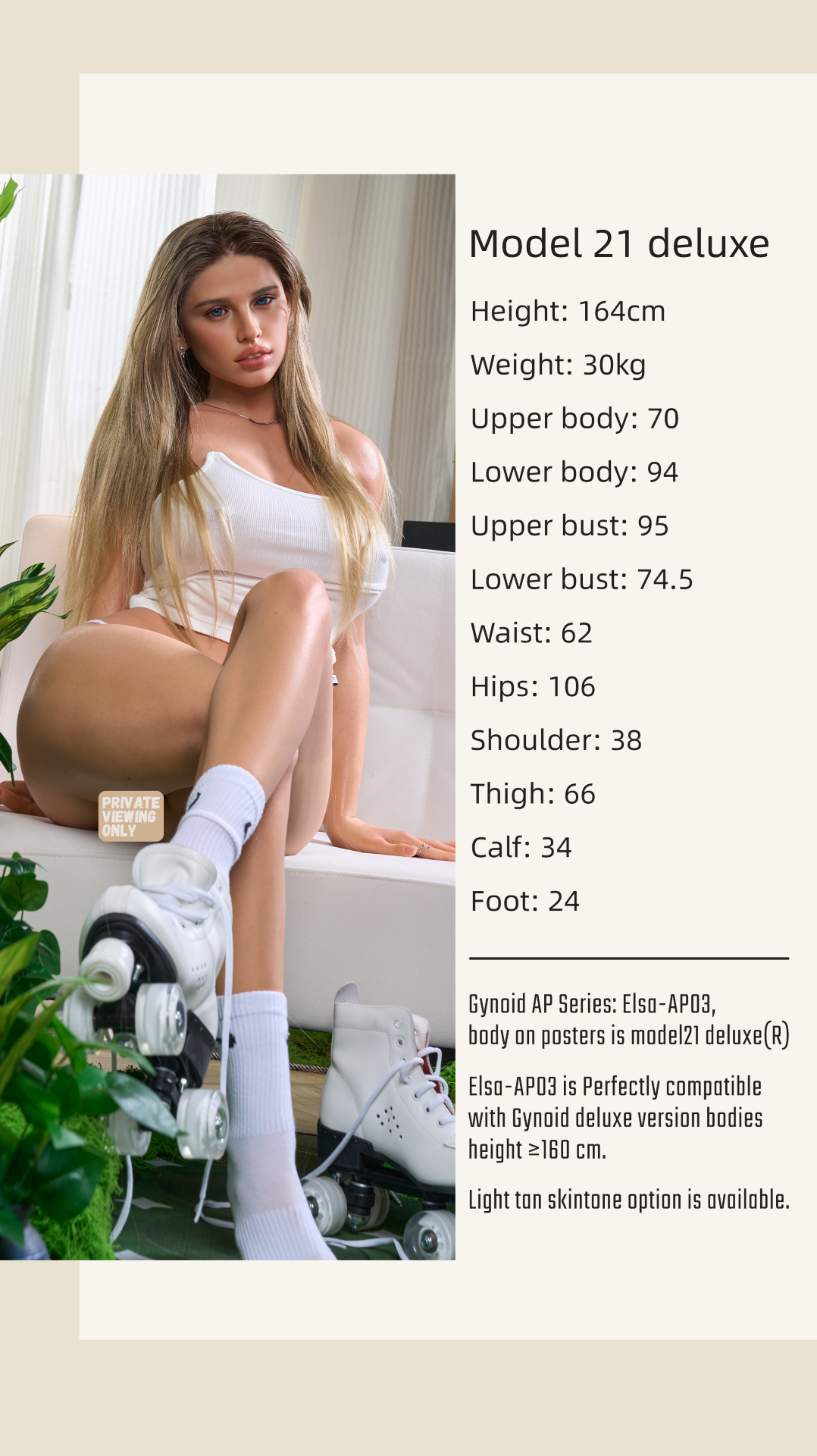 Elsa Model 21 Deluxe Sex Doll (Gynoid Doll Σιλικόνη F-Cup 164 cm)