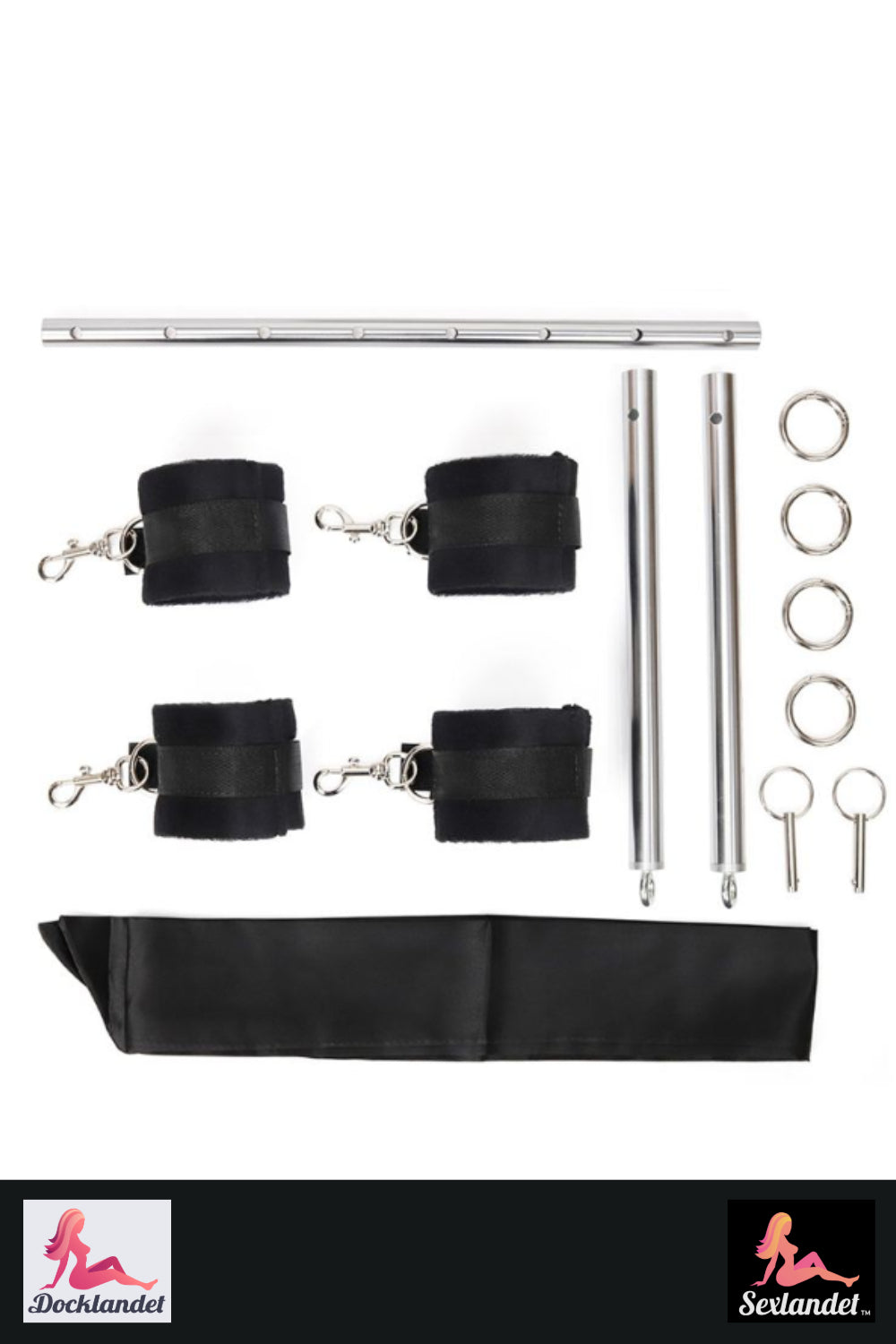 Σετ φύλου BDSM με χειροπέδες, footcuffs & μεταλλικό πλαίσιο - Ρυθμιζόμενο κιτ δεσμού για ζευγάρια