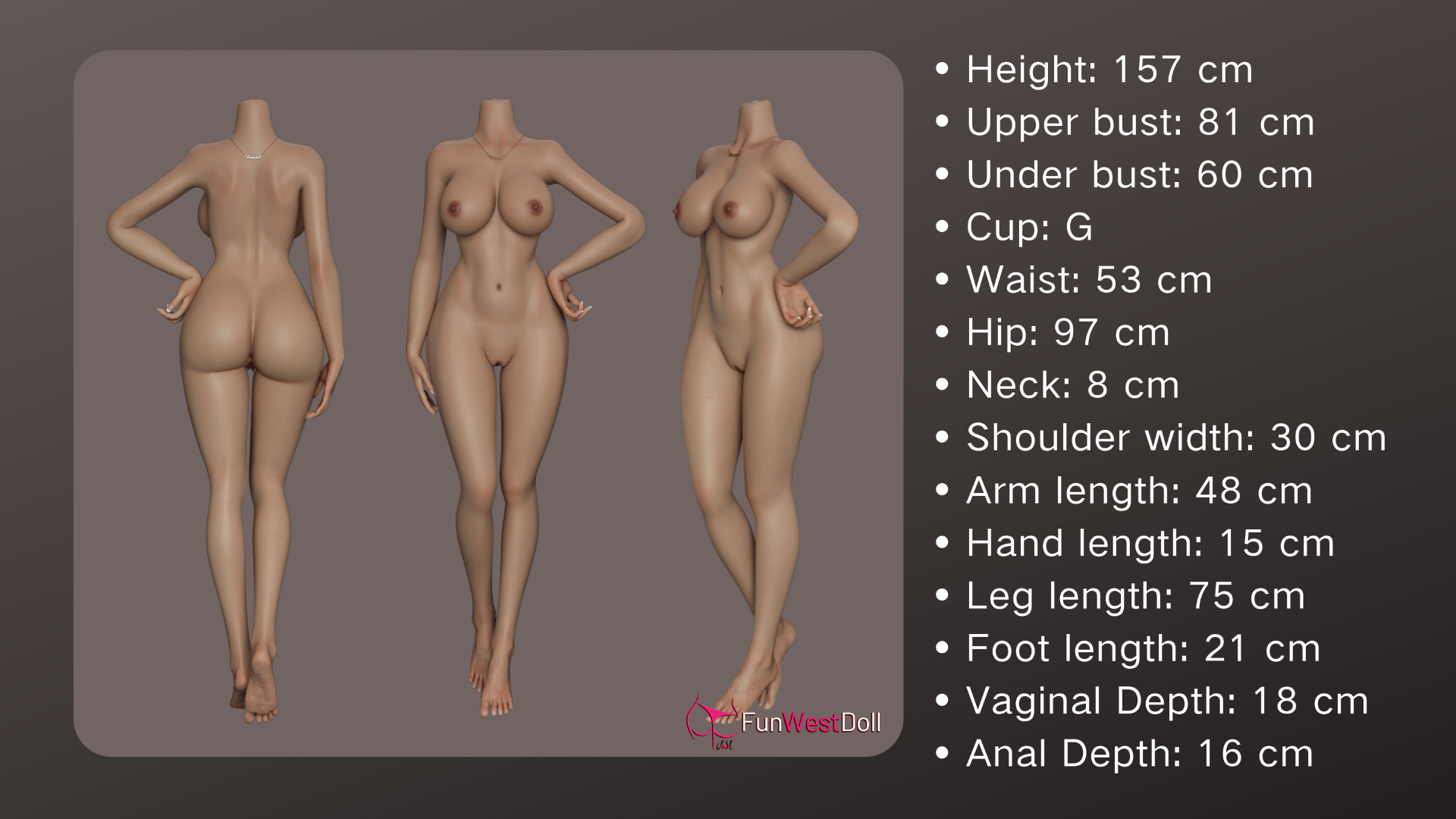 Nicole Sex Doll (FunWest Doll 157cm G-Cup #036S σιλικόνη)