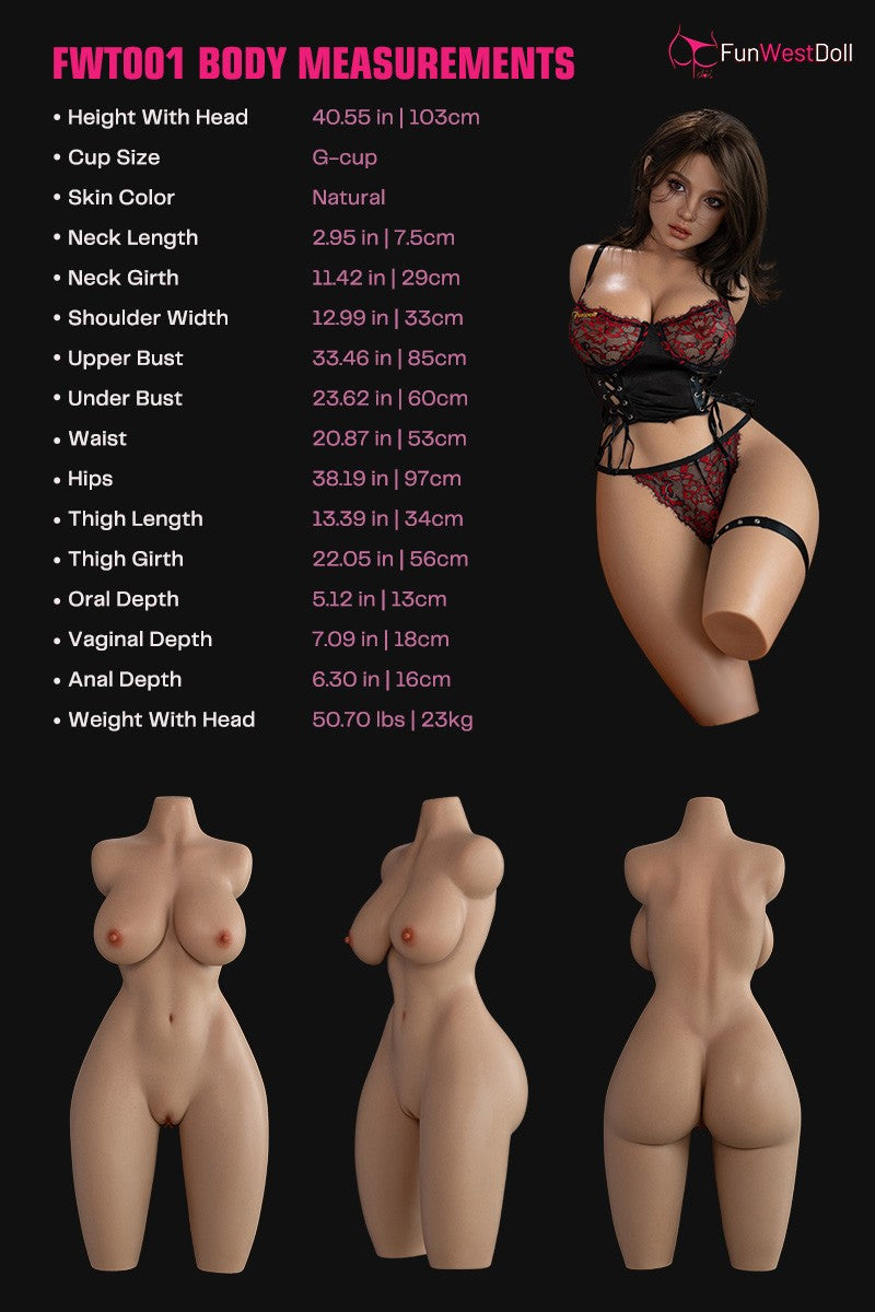 Lyra Κούκλα σεξ κορμού (FunWest Doll Σιλικόνη 103cm G-Cup #054S)