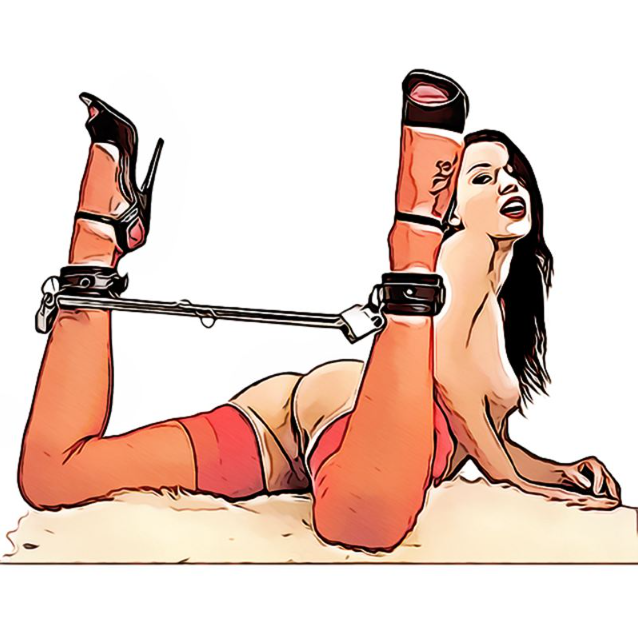 BDSM Sex Set with handcuffs, footcuffs & metal frame - Adjustable bondage kit for couples