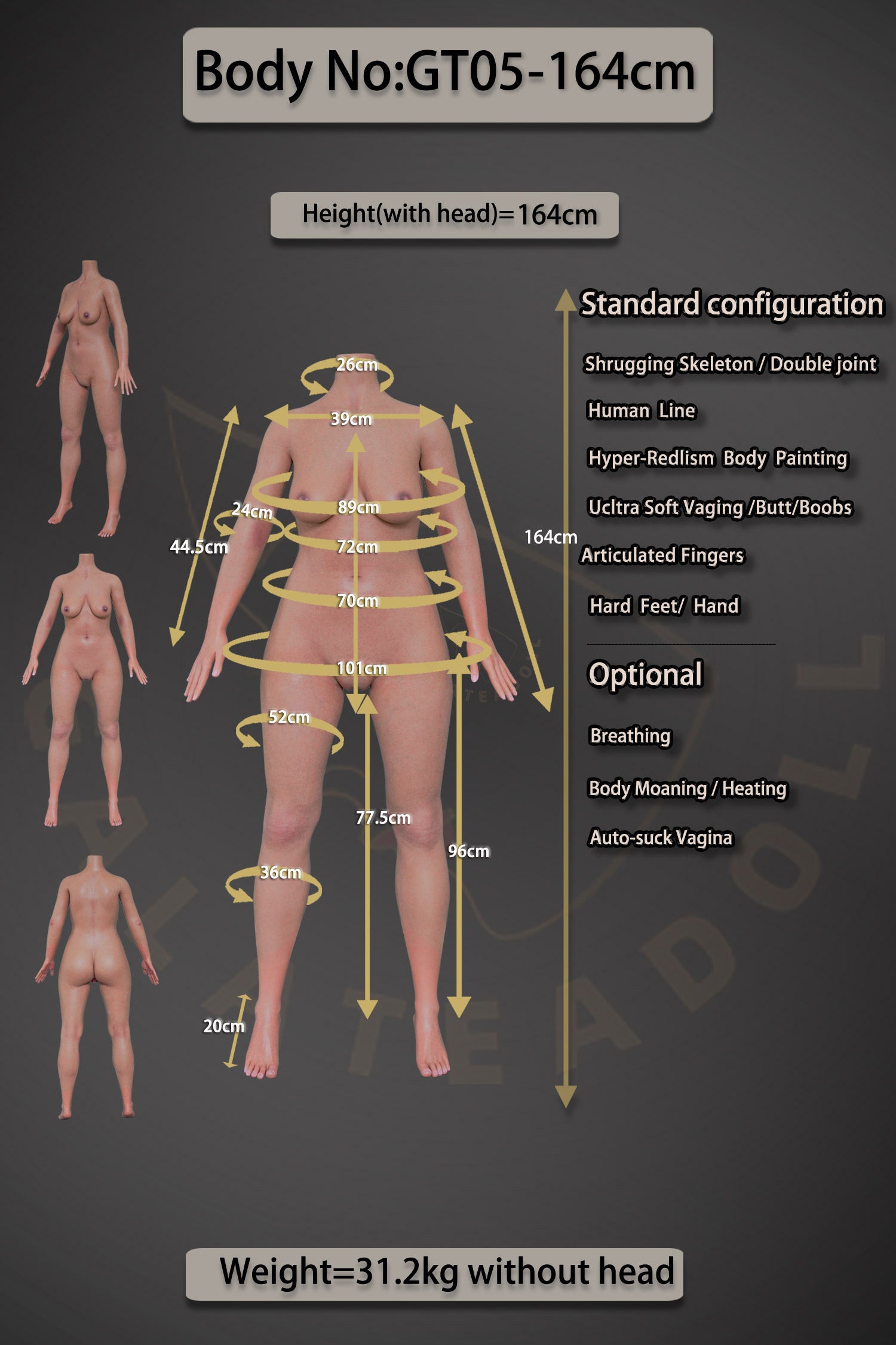 Όλγα σεξ κούκλα (Galatea Doll 164cm B-Cup #198 Σιλικόνη)